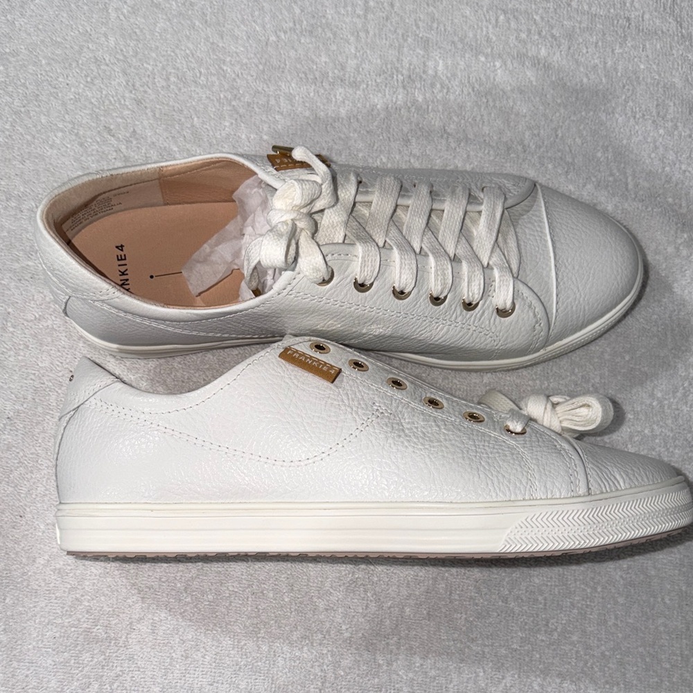 NIB Frankie4 Nat III Women's White Leather Low Profile Sneakers